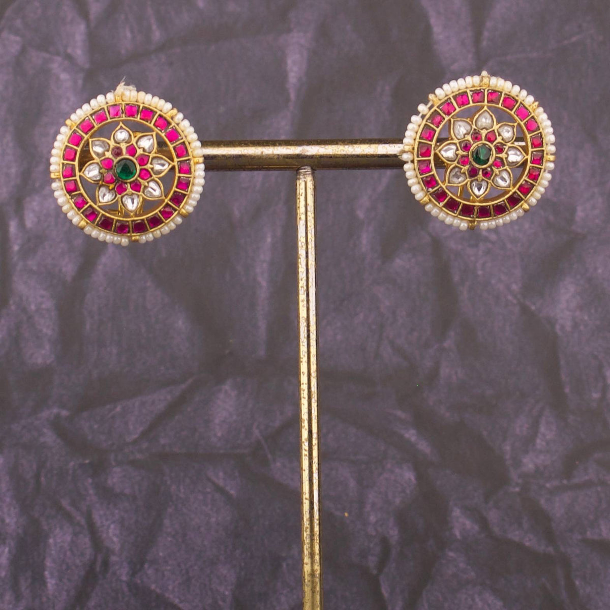 Multicolour Jadau Kundan Stud Earrings