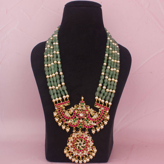 Bridal Jadau Kundan Rani Haram Beads Mala