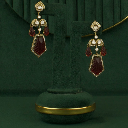 Impressive Fusion Kundan & Polki Victorian hanging Earrings