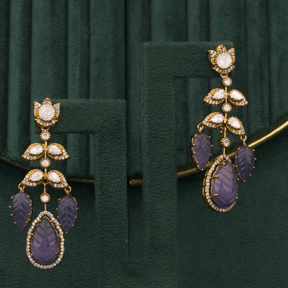 Floral Design Moissanite Polki Earrings