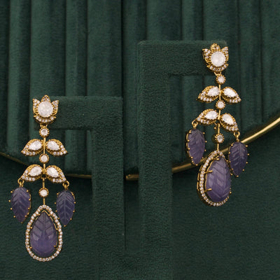 Floral Design Moissanite Polki Earrings