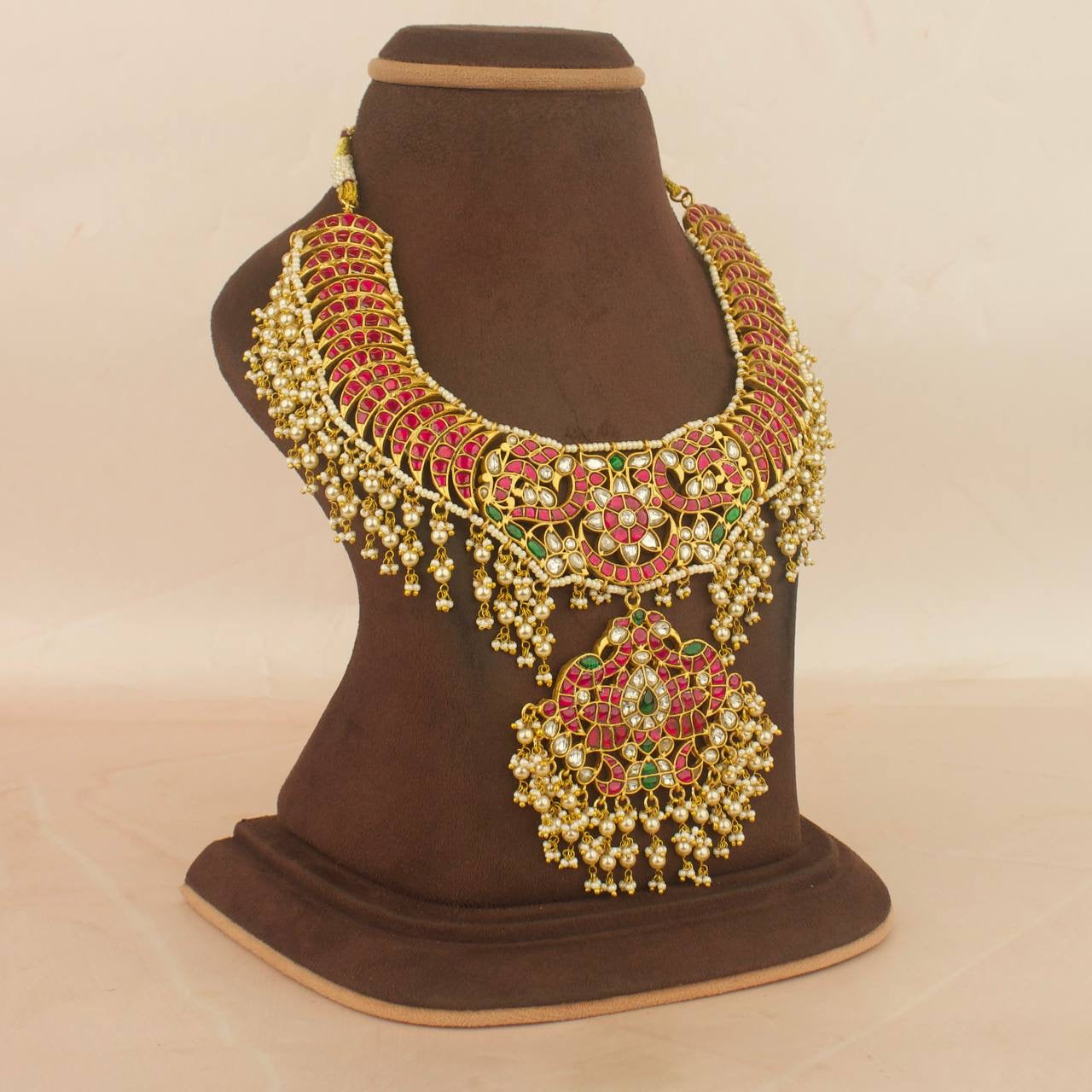 Grand Gold Style Jadau Kundan Guttapusalu Necklace