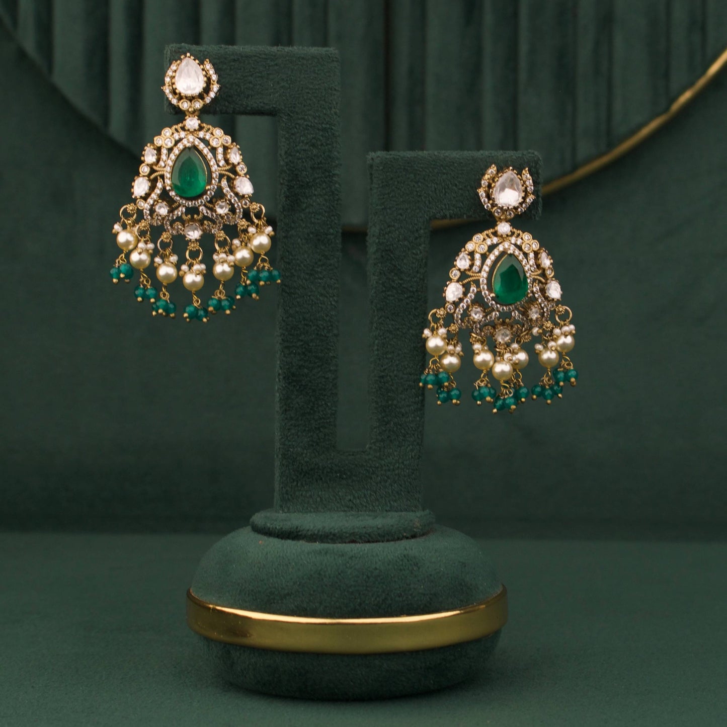 Grand Royal Victorian Polki Bridal Necklace With Matching Earrings