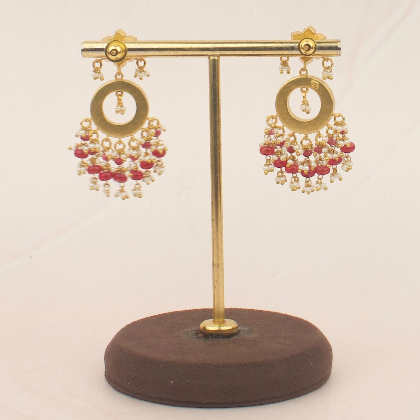 Enchanting Ruby Dream Jadau Kundan Chandbali Earrings