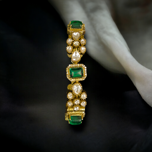 Victorian Polki Kada with AD stones. This Victorian Jewellery Is available in Red & Green colour varaiants. 