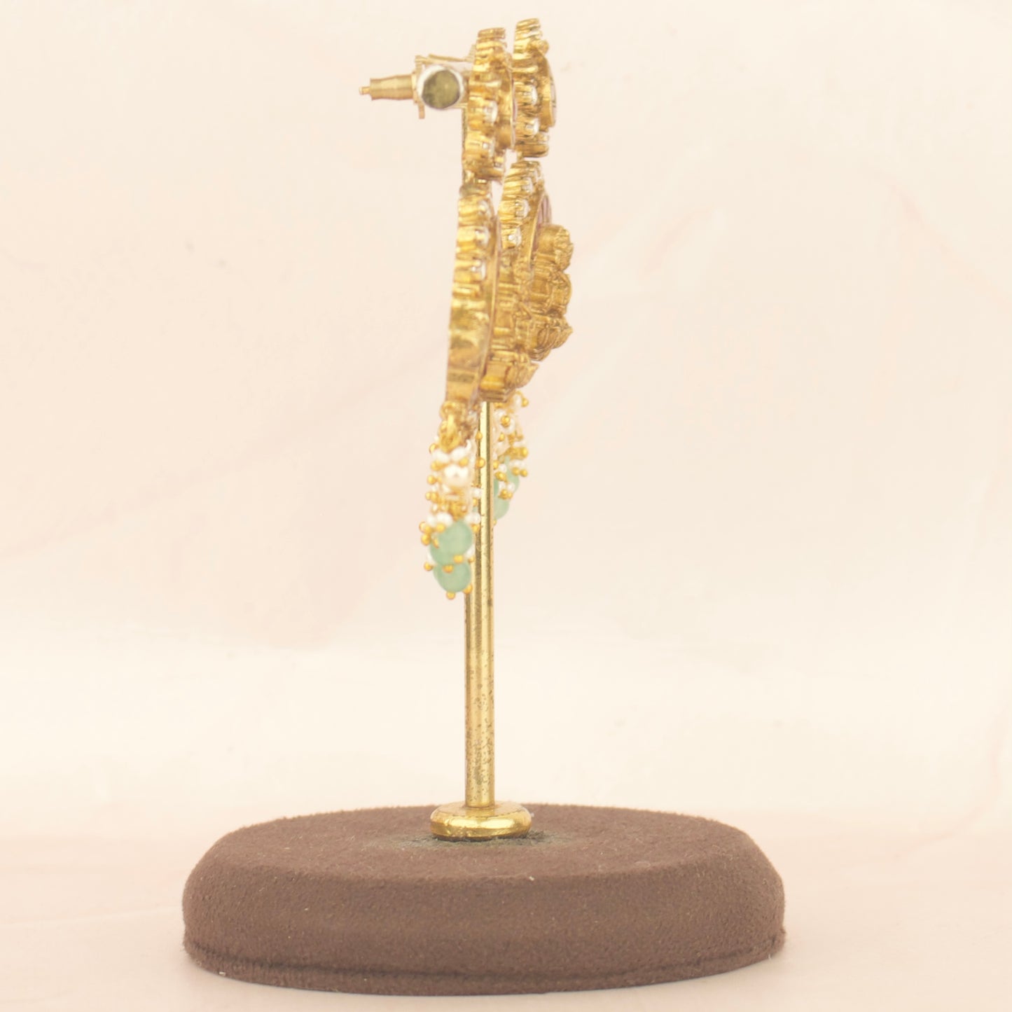 Timeless Divine Laksmi Devi and Elephant Design Jadau Kundan Short Necklace Antique Necklace