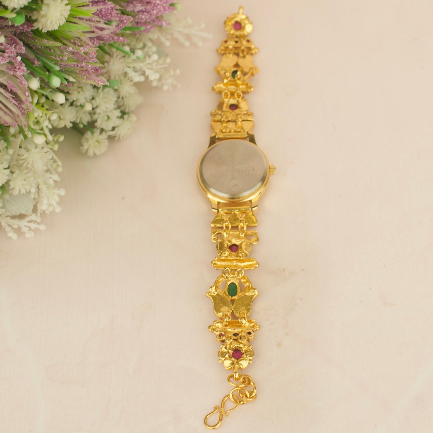 Majestic Jadau Kundan Mango Design Stone Work Watch
