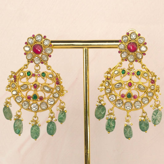 Splendid Multi Coloured Flower Jadau Kundan Chandbali’s