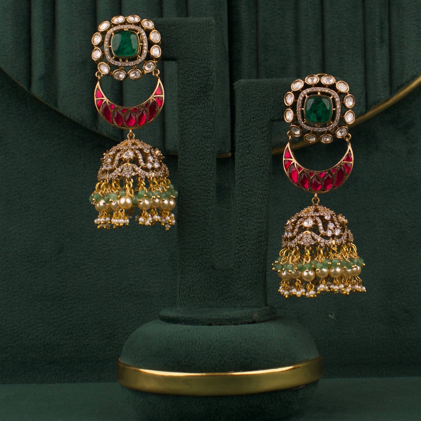 Grand Polki Kundan Fusion Jhumki Earringsq