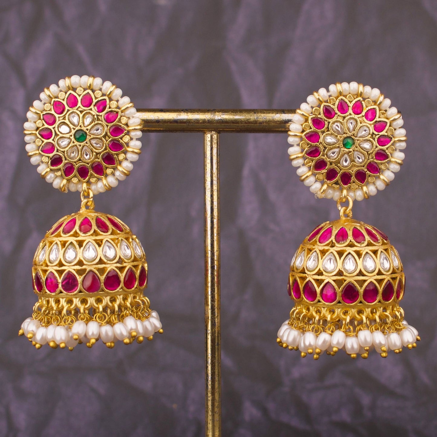 Grand Heritage Jadau Kundan Bridal Jhumki Earrings With Pearl Drops