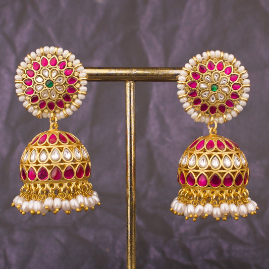 Grand Heritage Jadau Kundan Bridal Jhumki Earrings With Pearl Drops