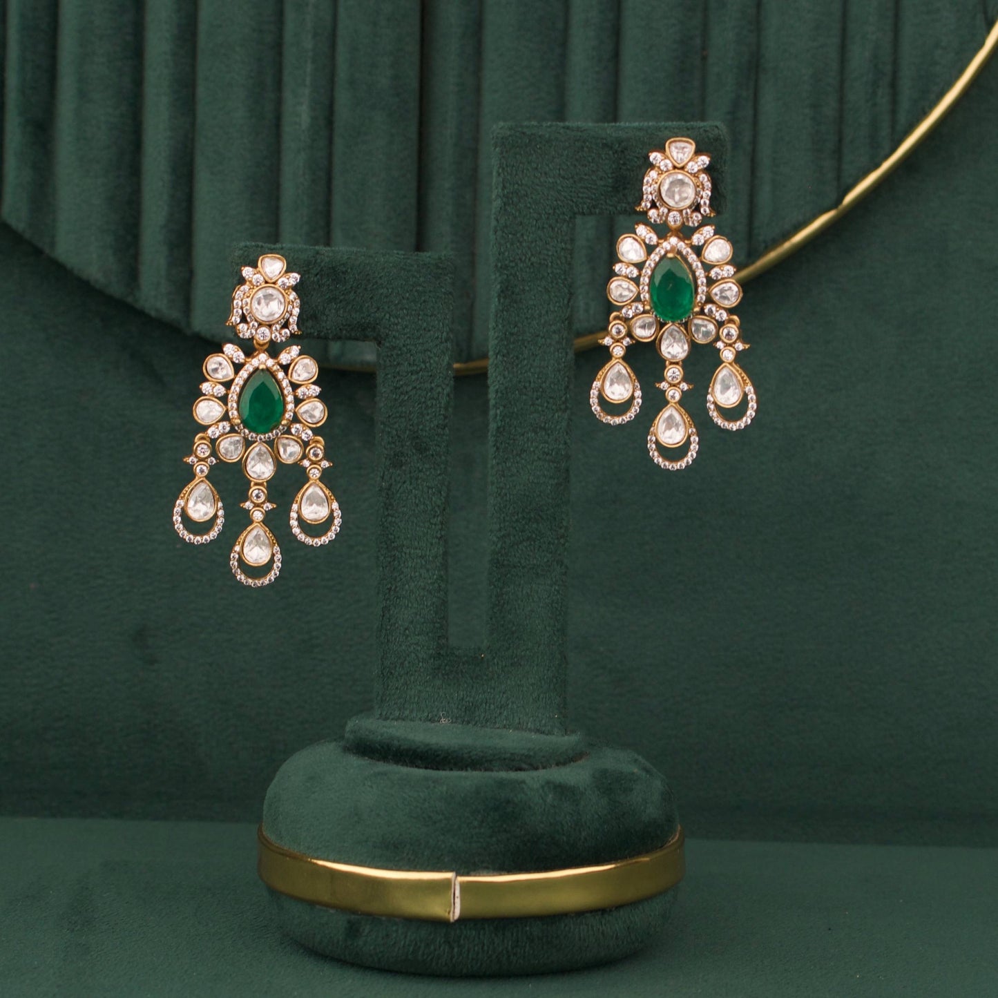 Victorian Polki Necklace Set with Layered Drops