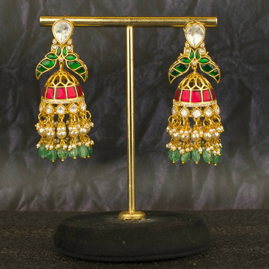 Fusion Polki Studded Jadau Kundan Jhumka Earrings