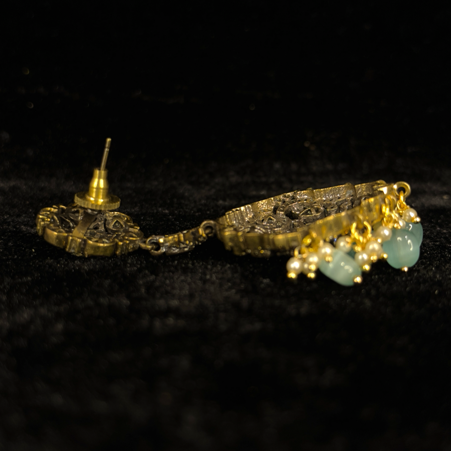 Victorian Zircon Earrings in mint colour