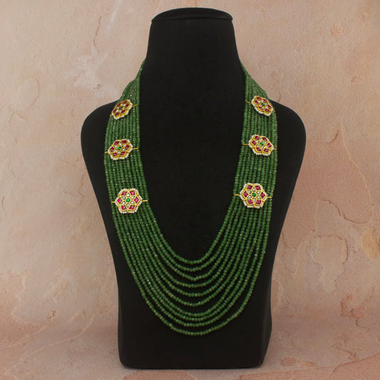 Bridal Jadau Kundan Side Locket Beads Mala