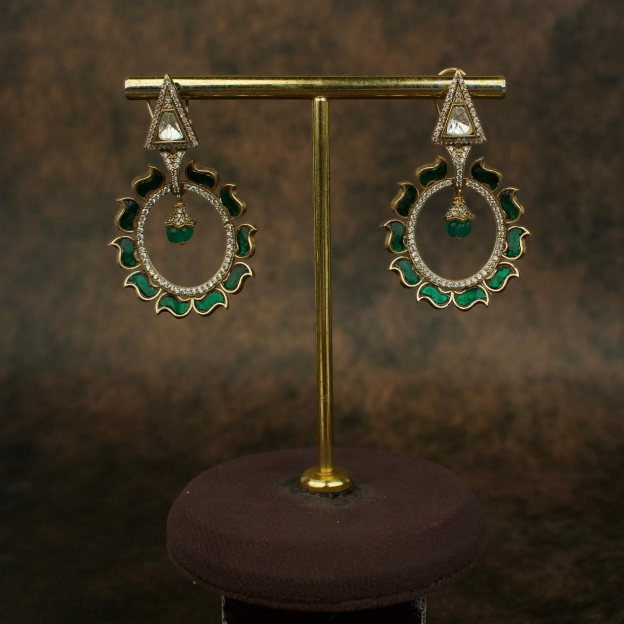 Regal Victorian Polki Earrings with Intricate Kundan Stones