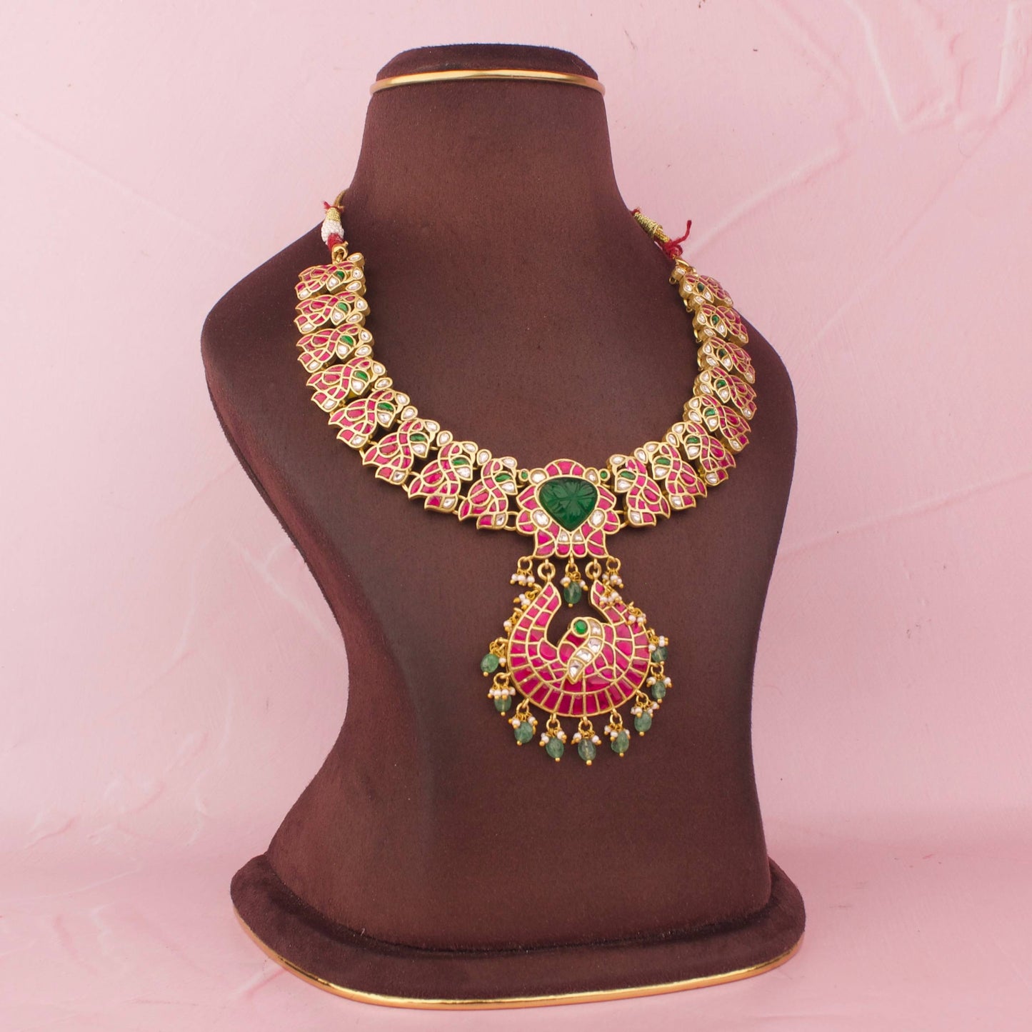 Heritage Peacock Design Jadau Kundan Necklace With Pendant