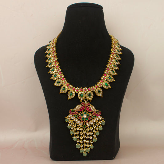 Majestic Mango Motif Jadau Kundan Necklace