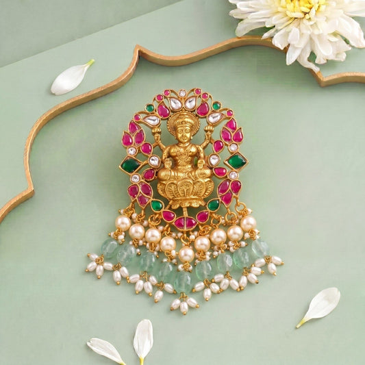 Divine Goddess Lakshmi Jadau Kundan Pendant
