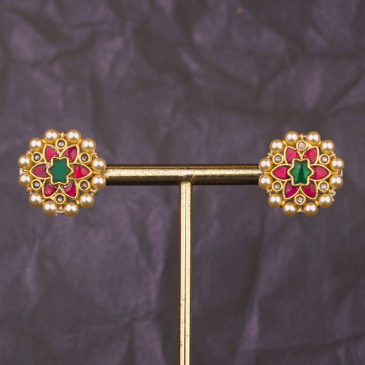 Floral Design Swarovski Pearl Stud Earrings