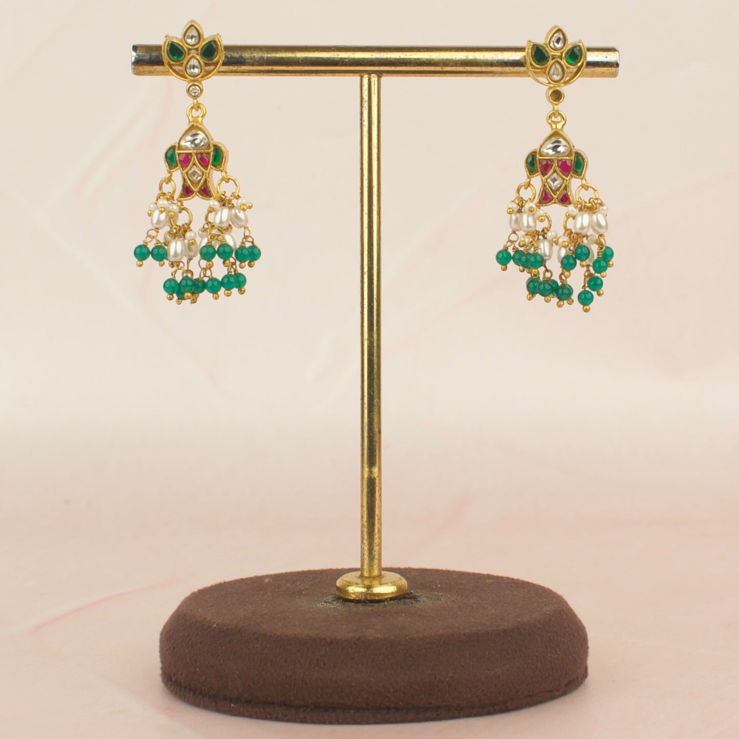 Elegant Lotus Design Jadau Kundan Earings