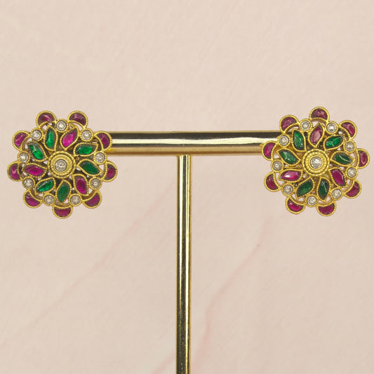 Beautiful Flower design Jadau Kundan Stud Earrings