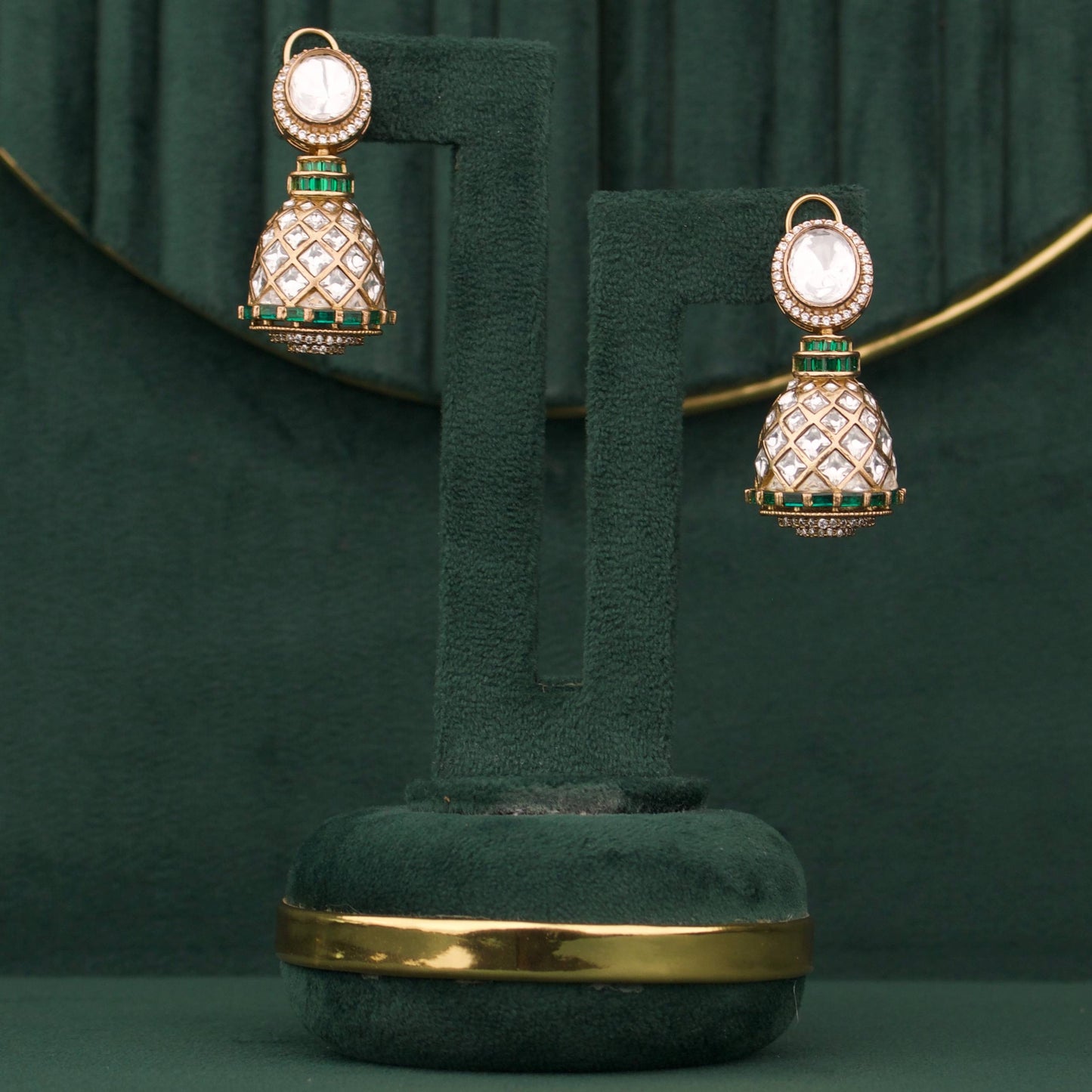 Designer Victorian Polki Dome Jhumka Earrings