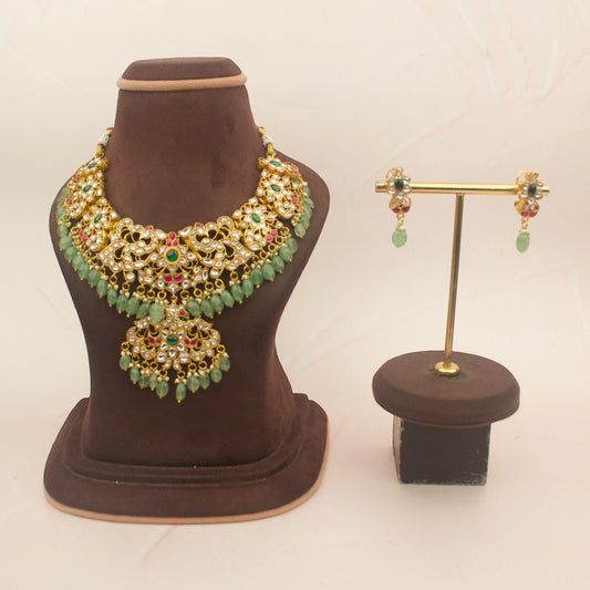 Gold Inspired Jadau Kundan Necklace Set