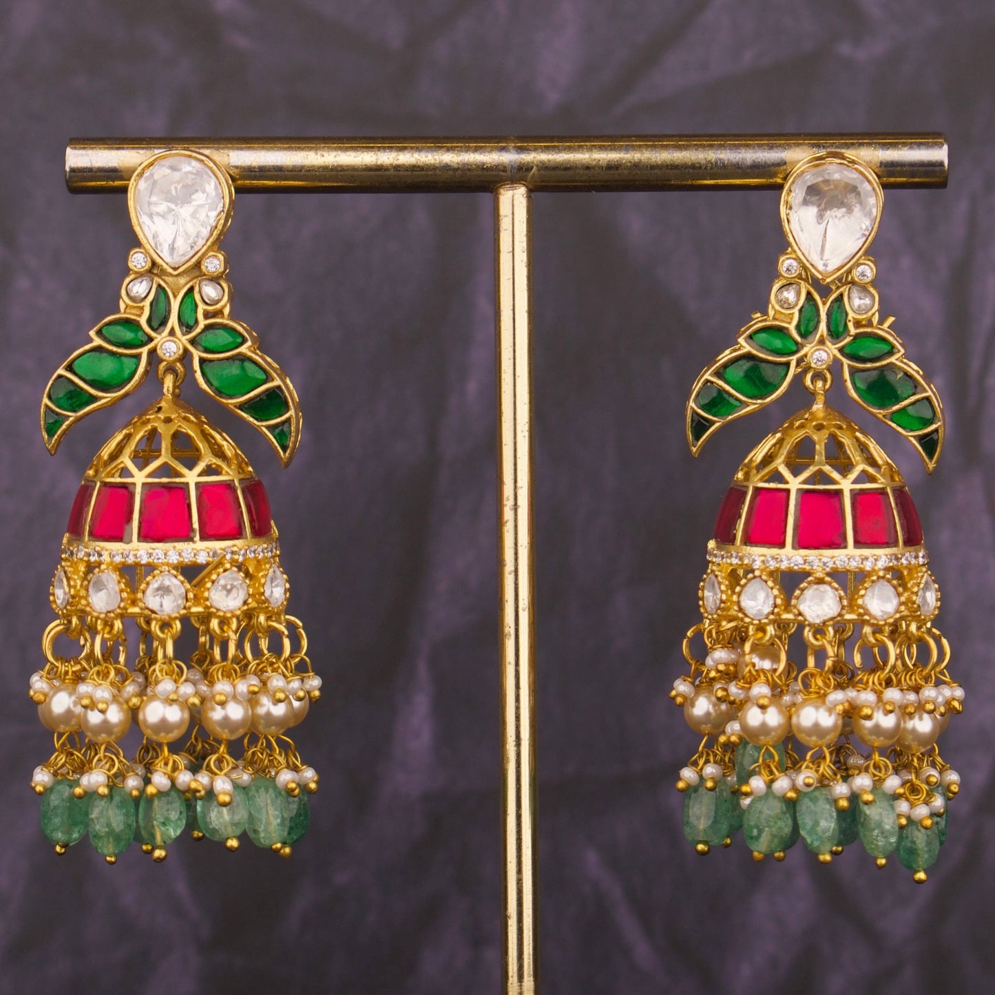Fusion Polki Studded Jadau Kundan Jhumka Earrings