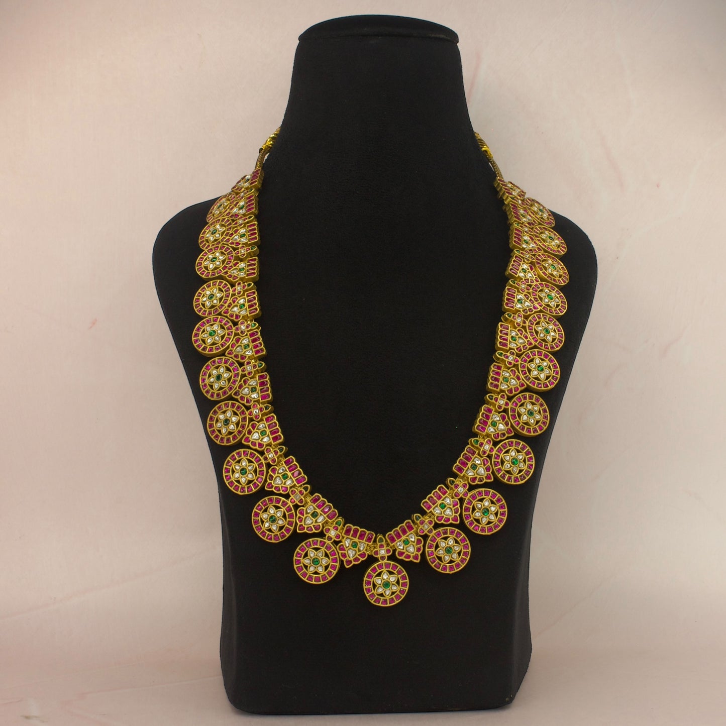 Majestic 22K Gold Plated Jadau Kundan Bottumala Necklace