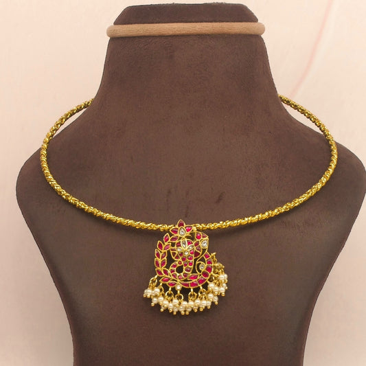 Ganesha Jadau Kundan Locket In Ring Necklace