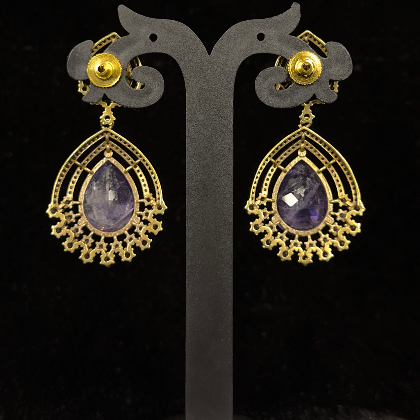 Modern Victorian Diamond  Pushback Earrings