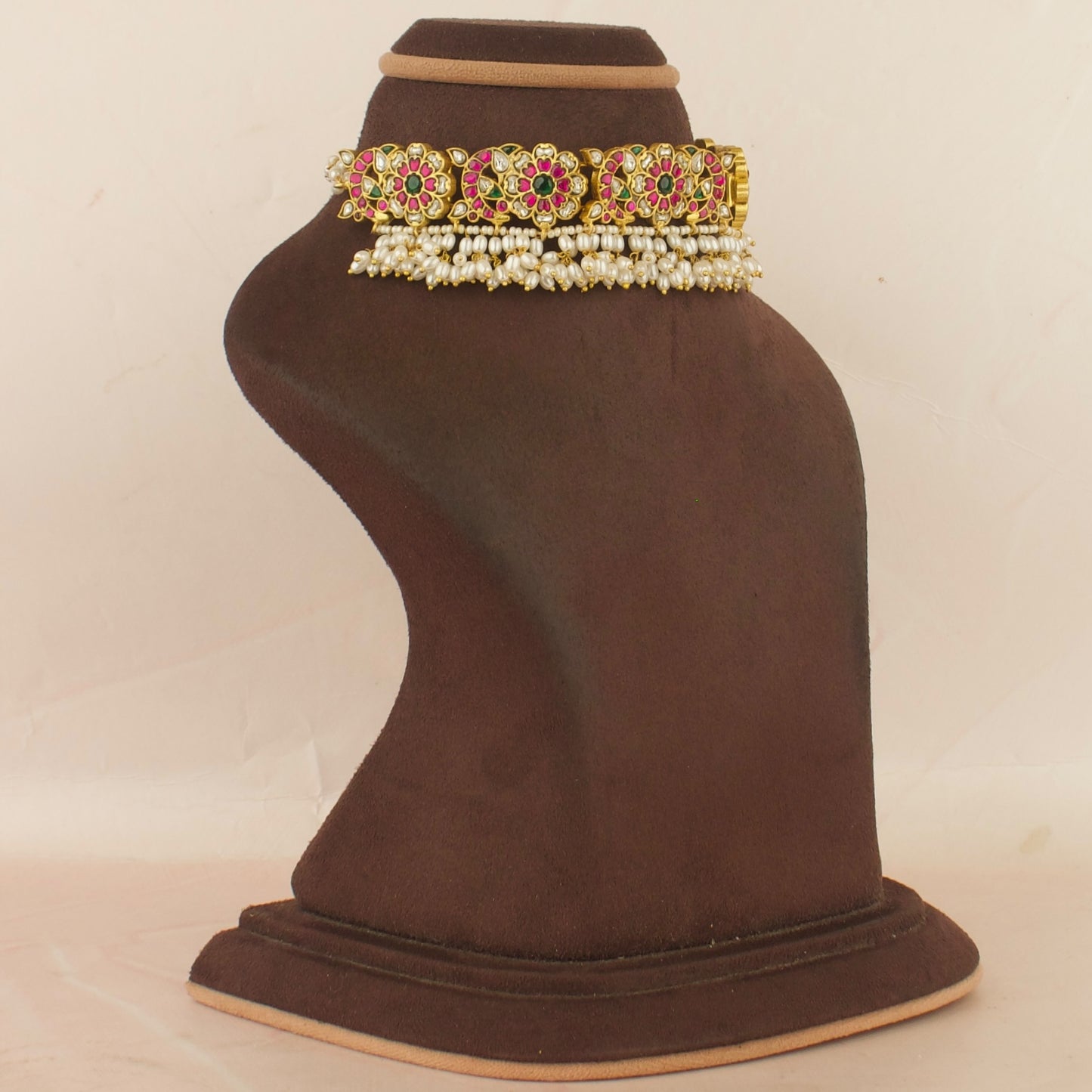 Floral Regal Design Jadau Kundan Choker with Guttapusalu Hanging