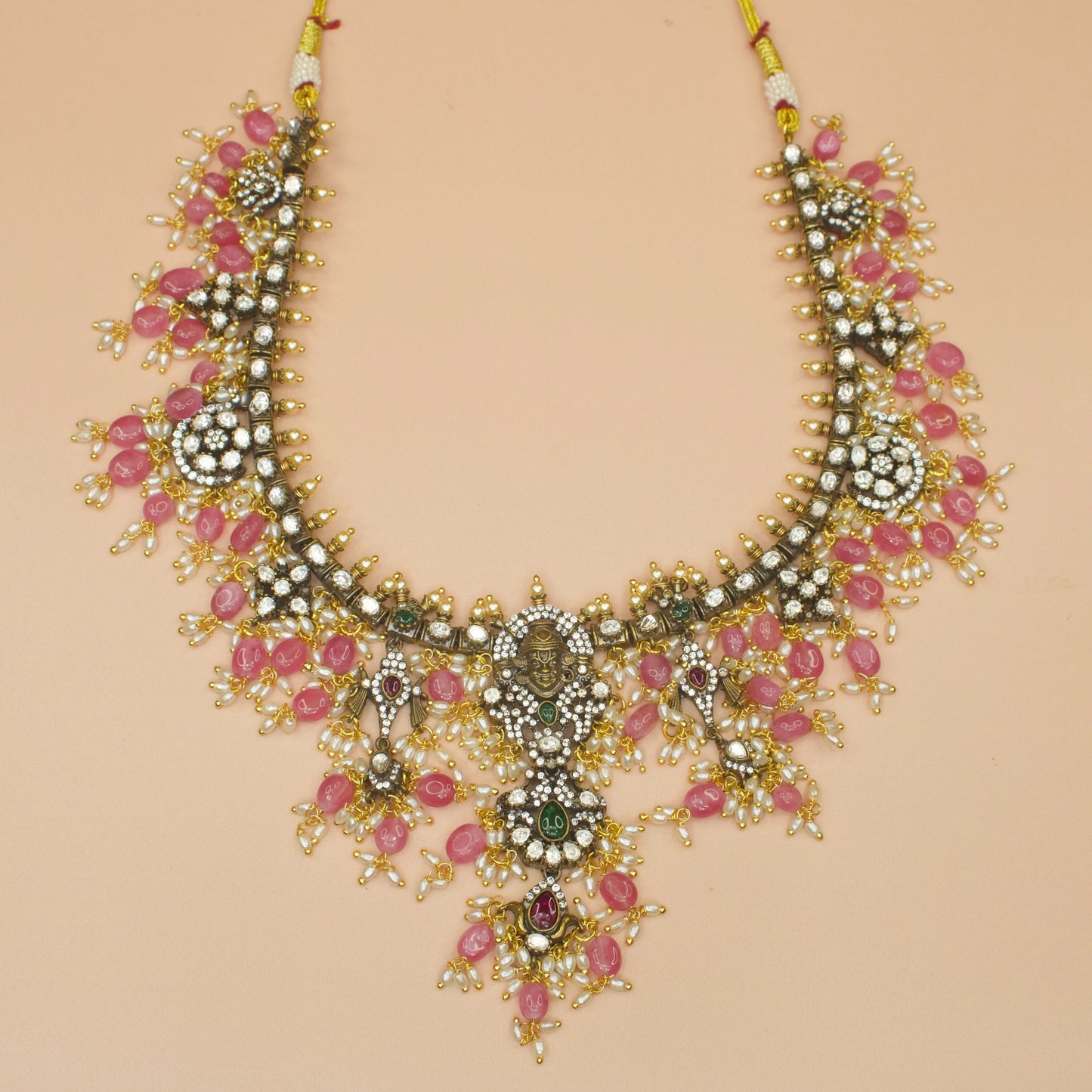 Lord Balaji Victorian Pearls Necklace with Earrings