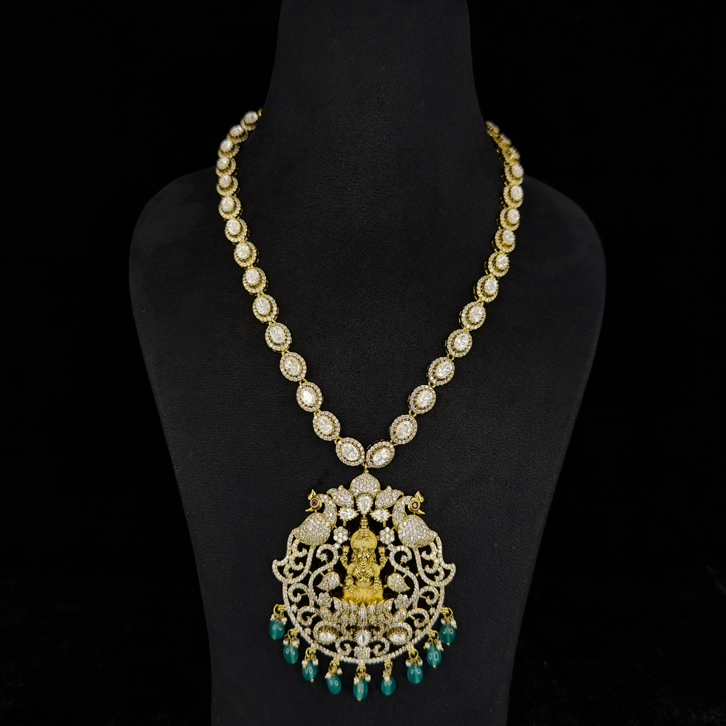 Peacock Victorian Necklace Set with Laxmi Devi motif