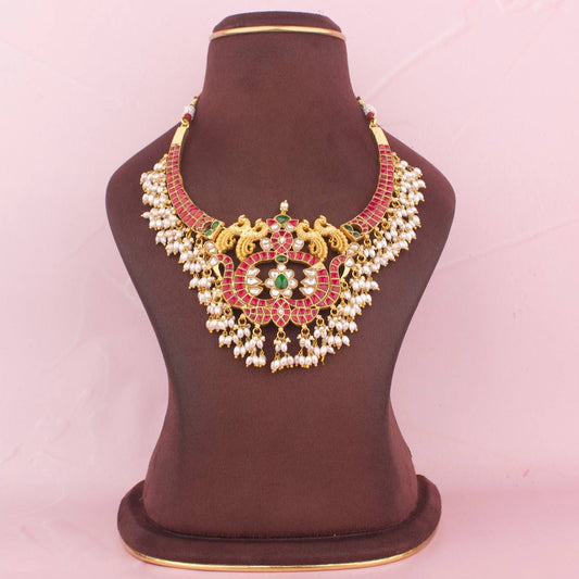 Gold Inspired Jadau Kundan Kanti Style Guttapusalu Necklace