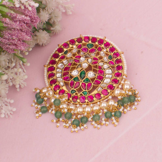 Unique Opulent Design Jadau Kundan Locket with Surrounding beads