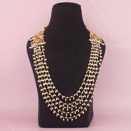 Elegant Jadau Long Pearl Mala