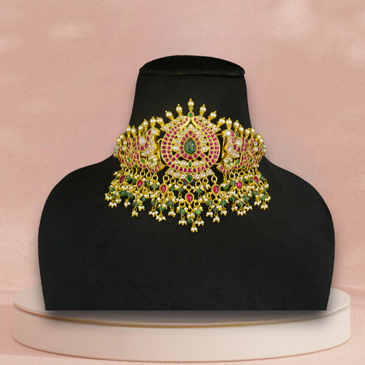 Maharani Jadau Kundan Choker Necklace with pearls