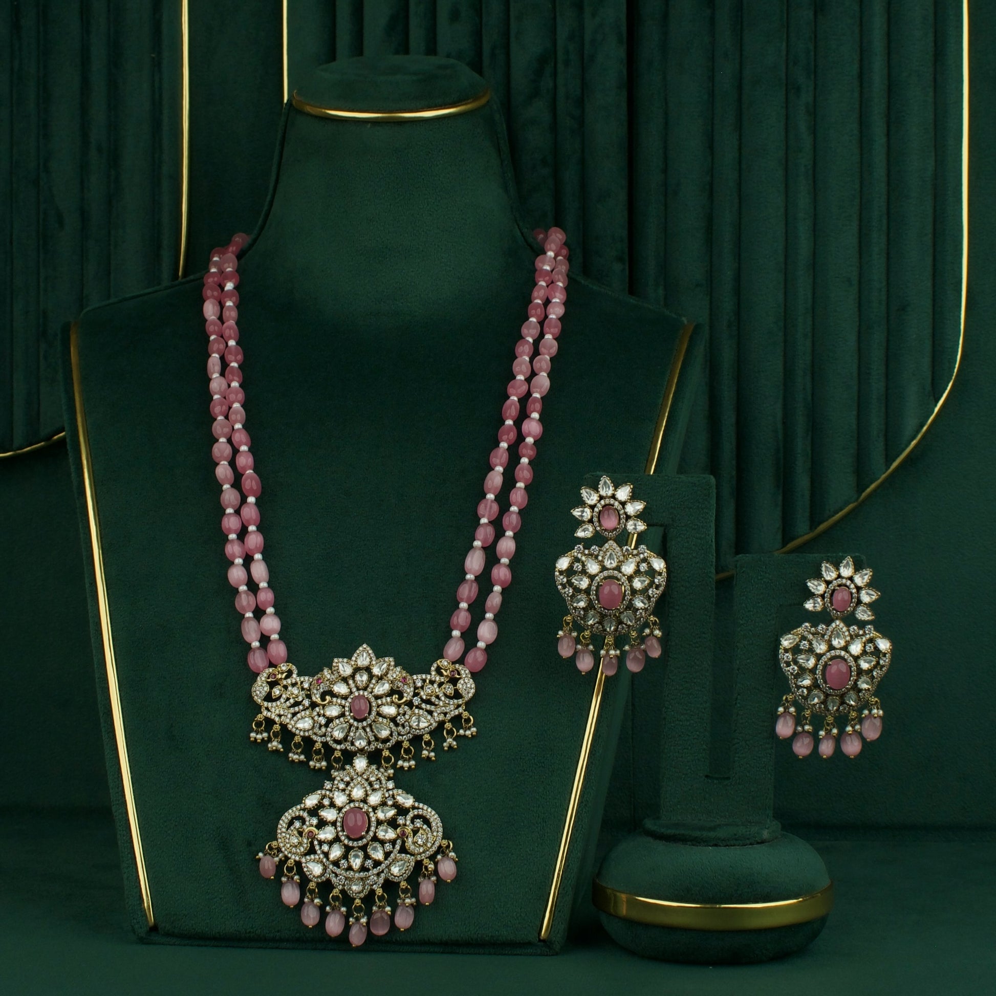 Victorian Rani Haar Necklace set with Zircon