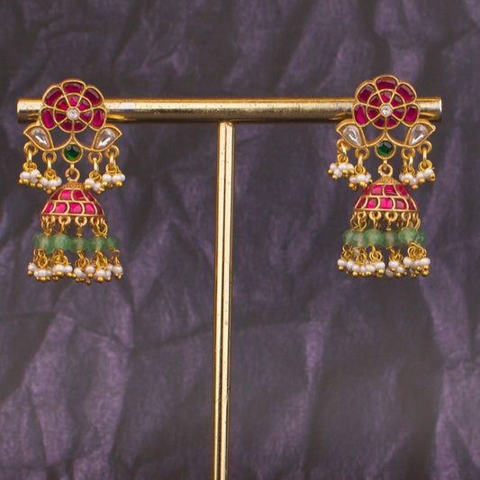 Timeless Jadau Kundan Earrings with Floral Design Latest  Hanging