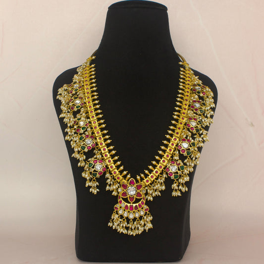 Chandbali Locket jadau kundan ricepearl Guttapusalu Necklace with 22k gold plating