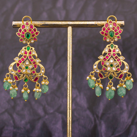 Traditional Jadau Kundan Chandbali Earrings