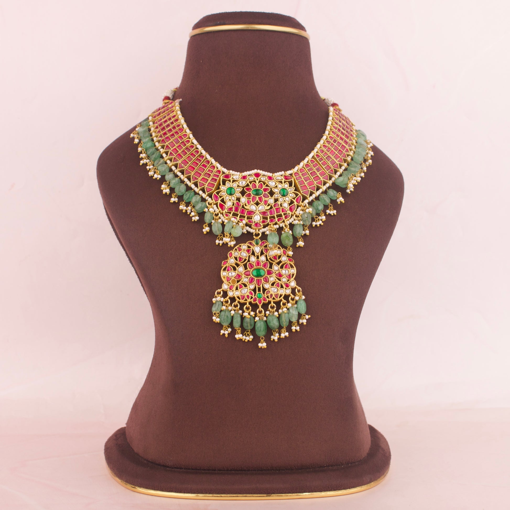 Majestic Jadau Kundan Short Necklace 2/1 Reversible Necklace - DULHAN JEWELS