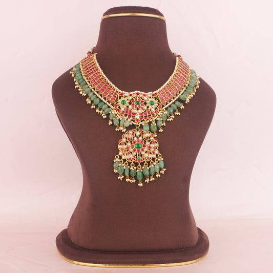 Majestic Jadau Kundan Short Necklace 2/1 Reversible Necklace - DULHAN JEWELS