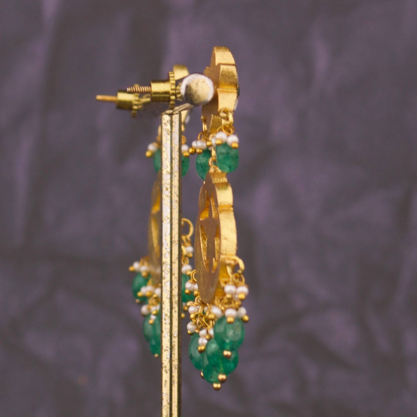 Floral Studded Jadau Kundan Hanging Earring