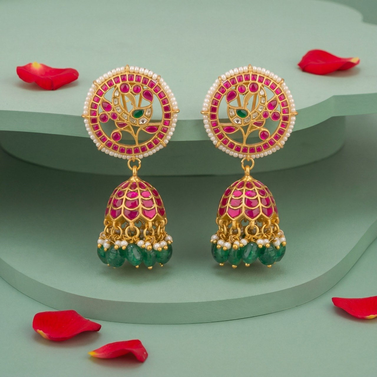 Dazzling Design Studded Jadau Kundan Jhumki