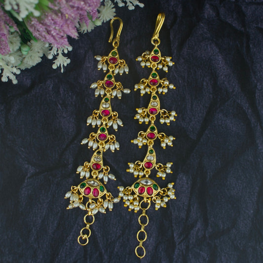 Bridal Jadau Kundan Mattil Ricepearl Hangings