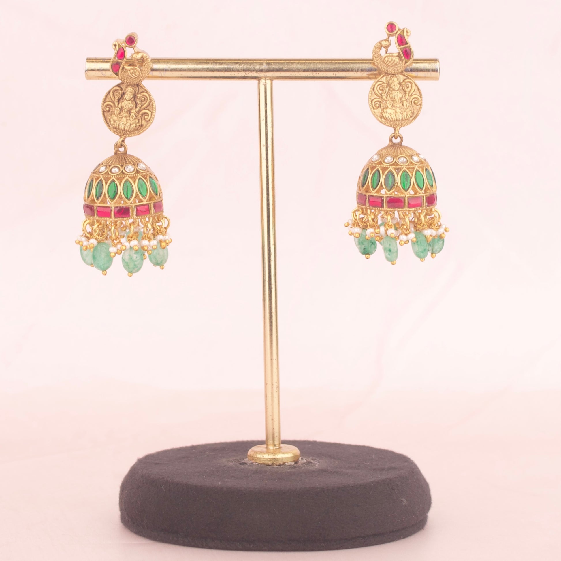 Gold Inspired Jadau Kundan Kasula Necklace With Matching Earrings - DULHAN JEWELS