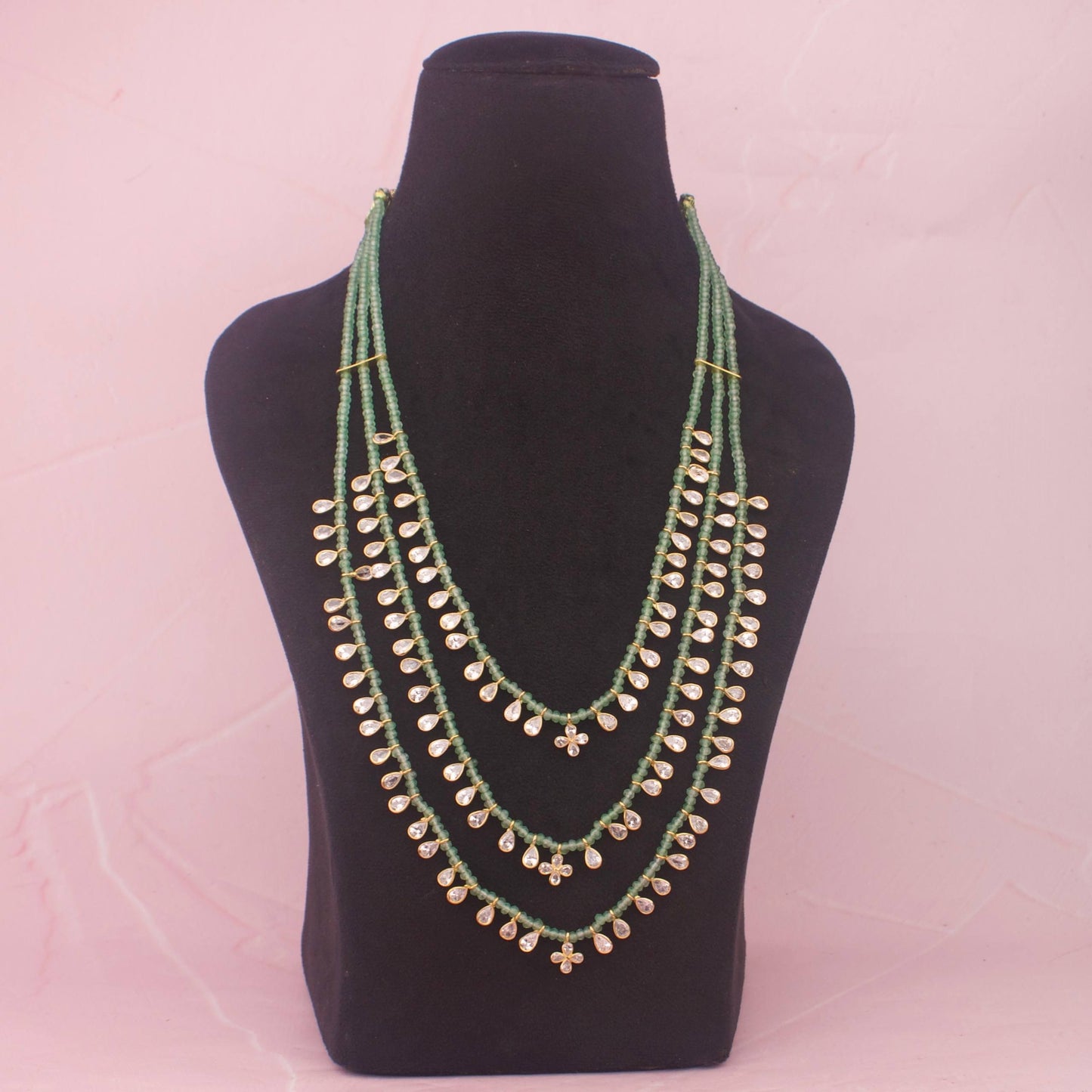 Elegant Multi Layer Bead Kundan Pearl Necklace